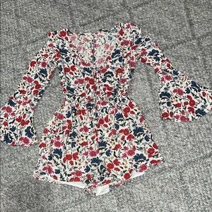 American Eagle Outfitters Pink and Blue Floral Romper